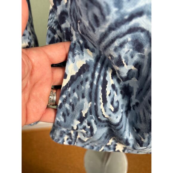 St. John Jacket Sport Women's Medium P Made in USA Cotton Blue Paisley Full Zip - Picture 10 of 13